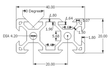 АЛЮМИНИЕВЫЙ ПРОФИЛЬ V-Slot 20х40 200мм