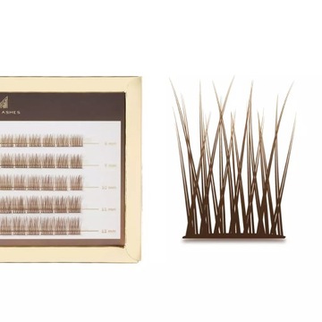 Brązowe kępki rzęs- V-Lashes DIVINE Chocolate | Mini Box skręt C