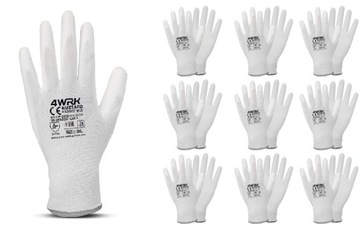 RĘKAWICE OCHRONNE BIAŁE POWLEKANE 10 PAR XL-10