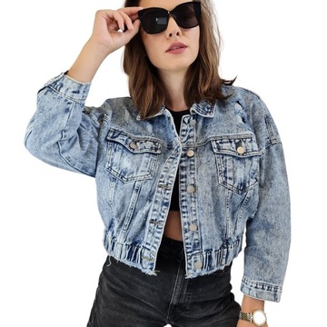 Kurtka Jeansowa OVERSIZE Młodzieżowa JEANS krótka przejściowa, rozmiar S