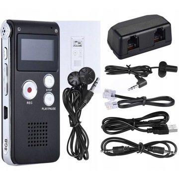 SZPIEGOWSKI DYKTAFON MP3 AUDIO 8GB DETEKCJA +SŁUCHAWKI