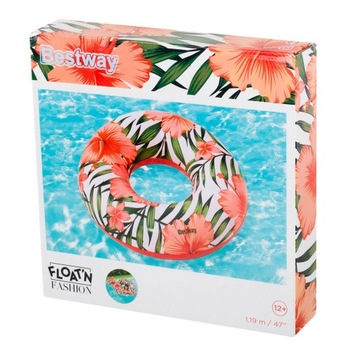 BESTWAY 36237 Kółko do pływania koło dmuchane kwiaty liście róż biały max 9