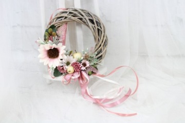 Осенняя гирлянда украшение двери Подсолнухи розы украшение