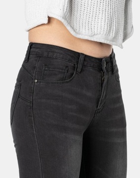 Czarne Jeansy Rurki Slim Fit Spodnie Damskie Bawełna ze Streczem 2087 W27