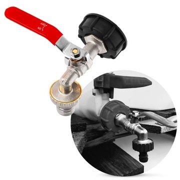 Клапан крана для резервуара Mauser емкостью 1000 л Mauser для шланга 1 дюйм, соединение IBC 60x6