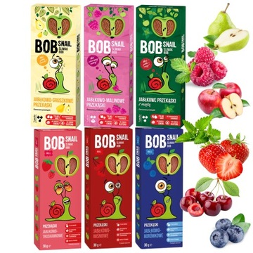 Przekąski owocowe ZESTAW Bob Snail mix smaków żelki bez cukru 6x 30g