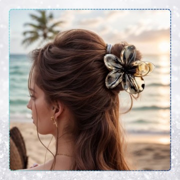 Spinka do włosów klamra kwiat Plumerii duża szczęka prezent ozdoba panterka