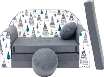 Sofa dla Dzieci Kanapa Piankowa Pufa Poduszka materac składany Welox