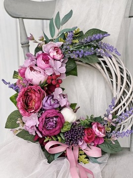 ОСЕННИЙ ВЕНОК ДЛЯ ДВЕРИ, ЦВЕТОЧНЫЙ ПЛЕТЕННЫЙ КРЕМ, ЛАВАНДА, ОБОГРЕВАТЕЛИ