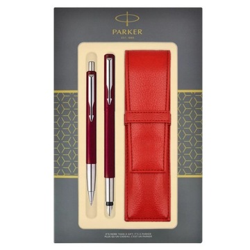 PARKER VECTOR PIÓRO + DŁUGOPIS + ETUI CZERWONY