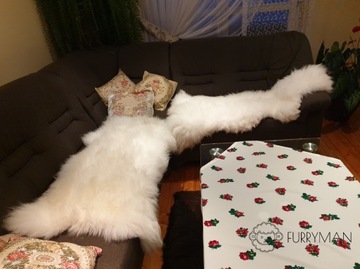 Покрывало из натуральной белой овчины - XXL