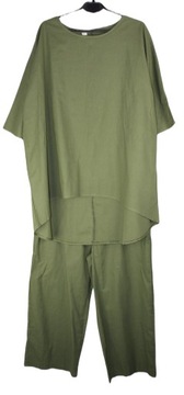 Zielony dwuczęściowy komplet bluzka spodnie 4XL 48