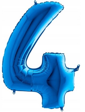 BALON FOLIOWY CYFRA 4 NIEBIESKI DUŻY 102cm HEL