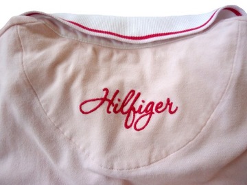 TOMMY HILFIGER logowana różowa koszulka polo L