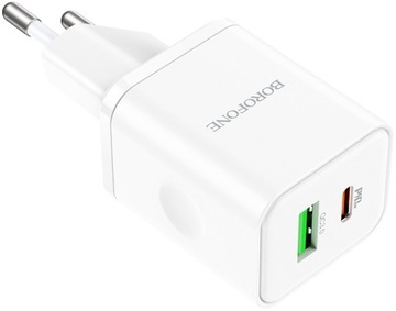 Borofone BN7 USB-A+USB-C QC3.0 3A PD 20W зарядное устройство