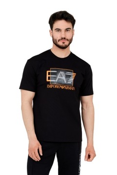 EA7 Czarny t-shirt z holograficznym logo S