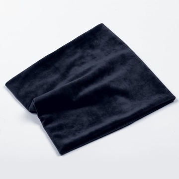 KOMPLET DAMSKI WELUROWY CZAPKA KOMIN ZIMOWY JESIENNY PODWÓJNY GRANATOWY