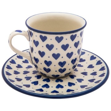 FILIŻANKA 180 ml spodek Ceramika Artystyczna Bolesławiec dek 0570B SERCA