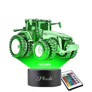 Lampka Nocna 3D LED John Deere Ciągnik z Imieniem