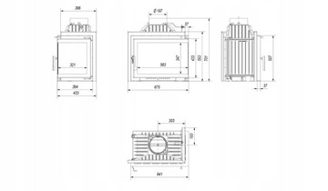 Kominek żeliwny narożny PRAWY Wkład Kominkowy SIMPLE 8 kW ZESTAW Z PŁYTAMI