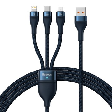 BASEUS KABEL 3W1 USB-A DO USB-C 66W 480MB/S 1.2M + RYSIK