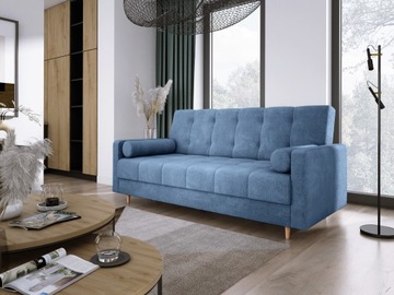 Wygodna rozkładana wersalka sofa do spania FRIGA niebieska