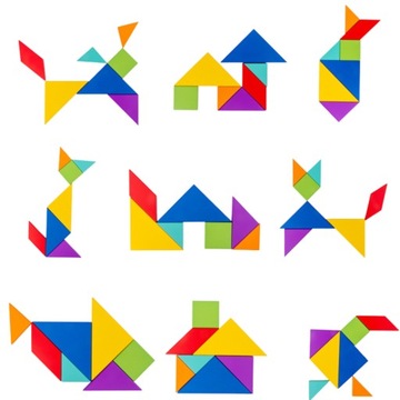 МАГНИТНЫЕ БЛОКИ ТАНГРАМ ДЕРЕВЯННЫЙ ПАЗЛ XL