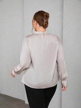 SHEIN beżowy satynowy top bluzka ze stójką XL