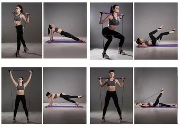 Упражнение со штангой Эспандеры Pilates Yoga Fit