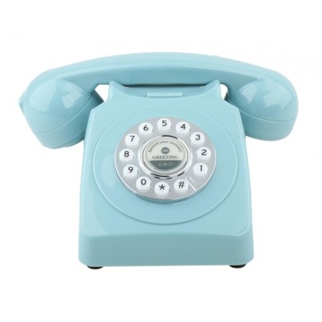 Guestbook Phone Push Button Rotary Dial Old Fashioned Desk Telephone Blue