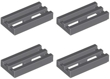 LEGO Płytka Mod Grill 1x2 Ciemny Szary 4210631 2412b - 4szt