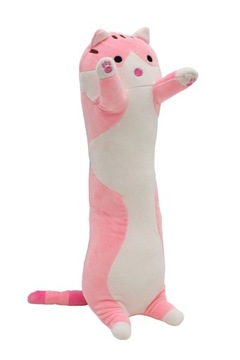 Długi kot pluszowy, DUŻY, kotek maskotka, 75cm, różowy