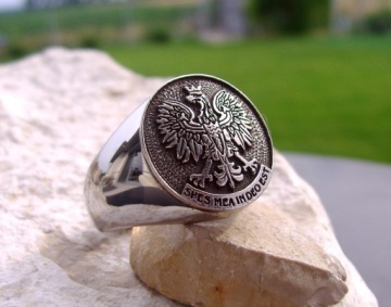 SYGNET ORZEŁ HERB POLSKA SREBRO STAL GODŁO