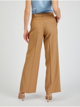 Brązowe damskie spodnie z szeroką nogawką z paskiem ORSAY