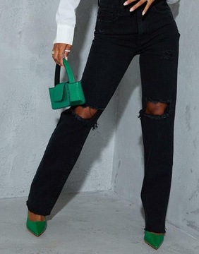 Prettylittlething SPODNIE JEANS RIPPED NG4 eob M