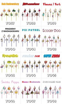 SŁOMKI URODZINOWE z POSTACIAMI - PSI PATROL CHASE SKYE BAJKI - 8 szt.