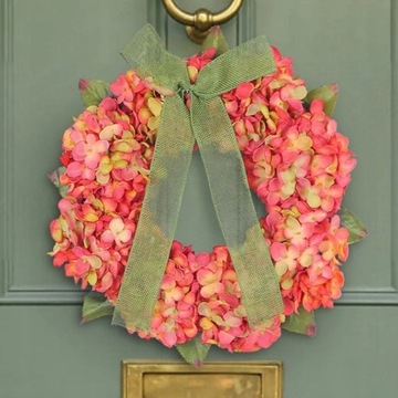 Wianek wiosenny dekoracyjny na drzwi wieniec stroik wielokolorowy kwiaty