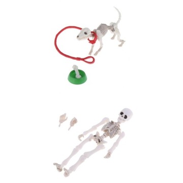 Doll House Mini 8.7cm Skeleton Doll Dog Bowl Bone Set Props Life Scenes Toy