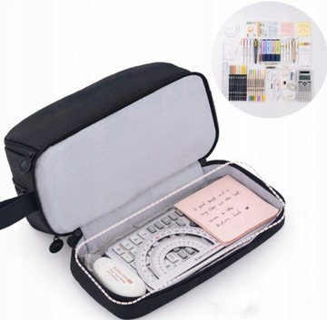 черный ШКОЛА Пенал с четырьмя отделениями, многофункциональный, вместительный