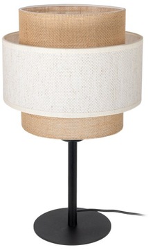 STYLOWA LAMPKA NOCNA BIURKOWA ABAŻUR NOWOCZESNA BOHO JUTA BEŻ LOFT LED