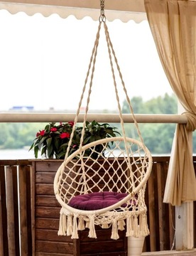 Плетеный садовый подвесной стул * гамак макраме *