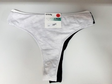 MAJTKI DAMSKIE SINSAY 3PACK THONG ROZMIAR S