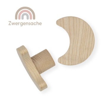 Drewniany uchwyt gałka - Księżyc Jesion do mebli dziecięcych uchwyty