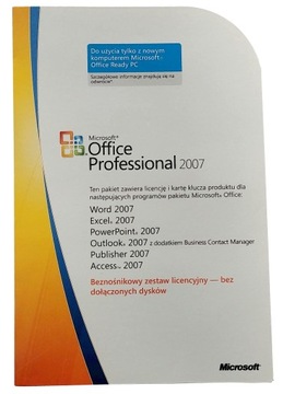 Microsoft OFFICE 2007 Professional 1xPC PRO MLK PL