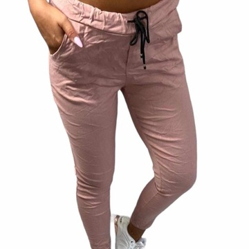 S403 SPODNIE GNIECIONE WIĄZANE GŁADKIE RÓŻOWE r. 48 (4XL)