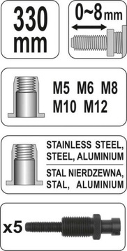 ЗАКЛЕПКА-ГАЙКА ЗАКЛЕПКА M3-M12 YT-3612 YATO