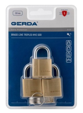 Gerda Zestaw 3-Triples Kłódek Mosiężnych Brass Line Kmz S30, Blis MP KLO