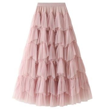 ДЛИННАЯ ЮБКА Из ТЮЛЯ С рюшами и резинкой, PINKXXL