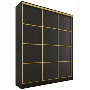 Szafa przesuwna 150 cm GOLD czarny mat szuflady