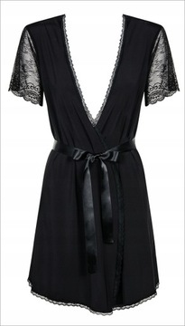 Черный комплект халата-стрингов Obsessive s/m